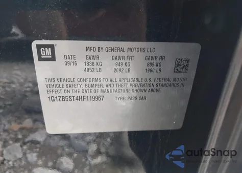 2017 Chevrolet Malibu Ls z USA, uszkodzony, nr VIN 1G1ZB5ST4HF119967